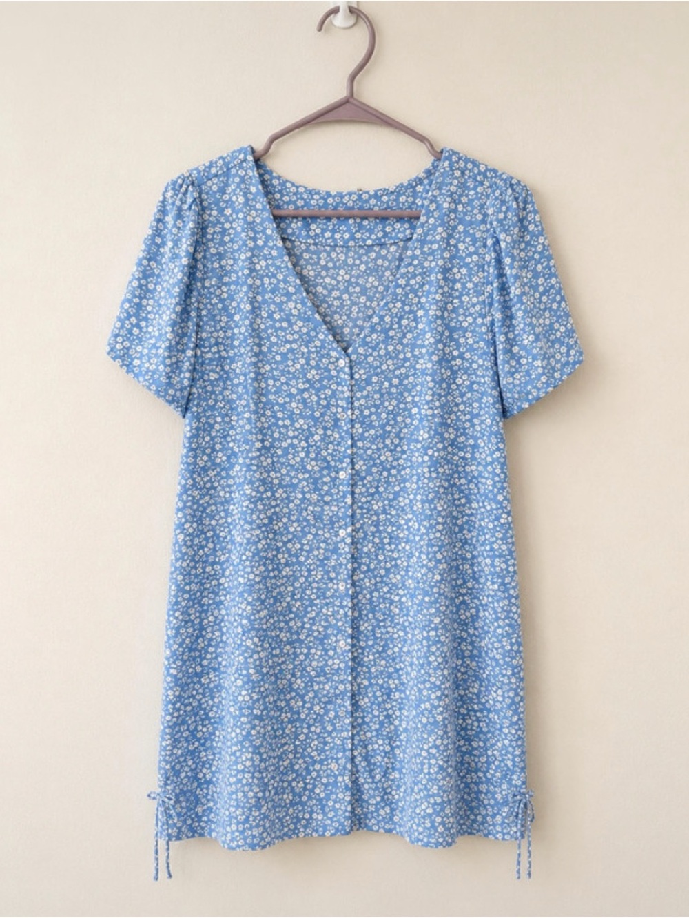 ONLY Blue & White Floral Button-Front Dress